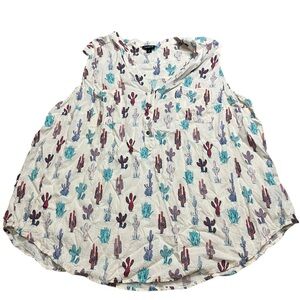 Torrid Harper Rayon Slub Pullover Sleeveless Top Cactus Print Size 2X